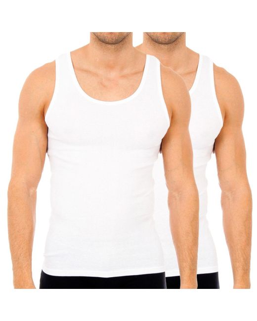 Abanderado White Pack Of 2 Undershirts With Wide Straps For Model As02300 for men