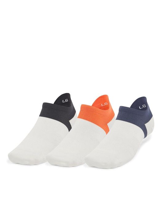 Under Armour Blue 3 Pack Run Lite No Show Trainer Socks for men