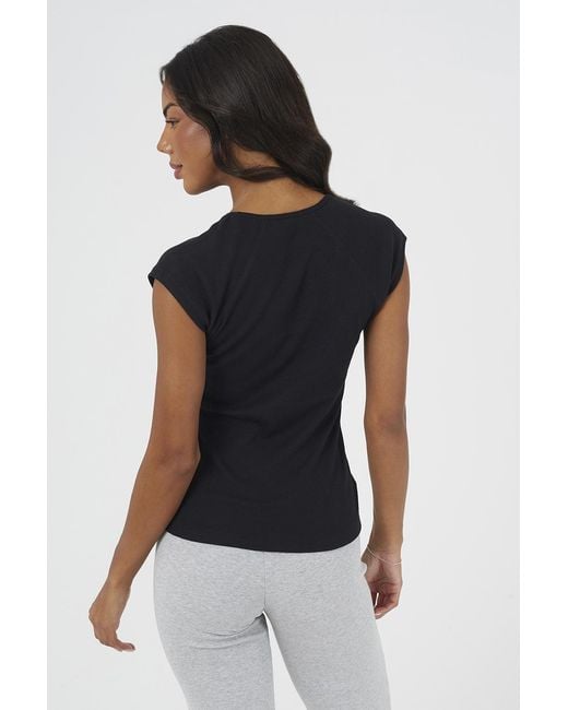 Brave Soul Blue Cap Sleeve V-Neck Fitted T-Shirt