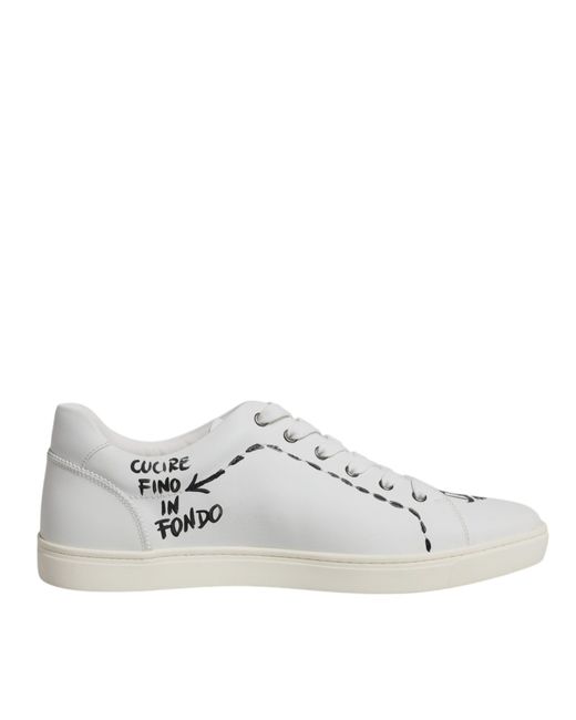 Dolce & Gabbana Cucire Fino In Fondo Leren Sneakers in het White voor heren