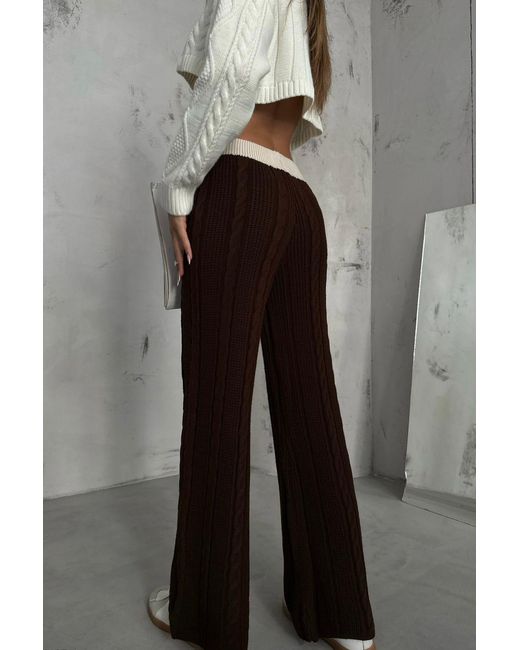 Hiccup Black Knitted Mid Rise Wide Leg Trousers