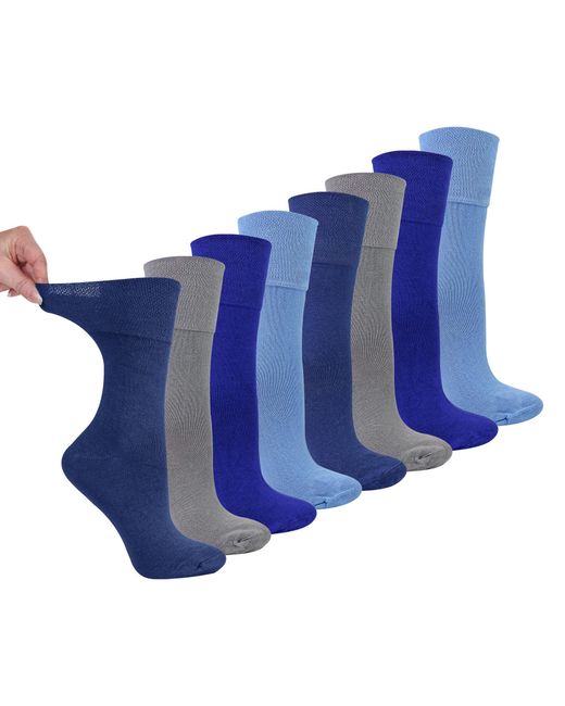 Dr.Socks Blue 8 Pairs Ladies Bamboo Diabetic Socks