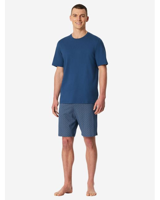 Schiesser Mannen Pyjama Casual Essentials in het Blue voor heren