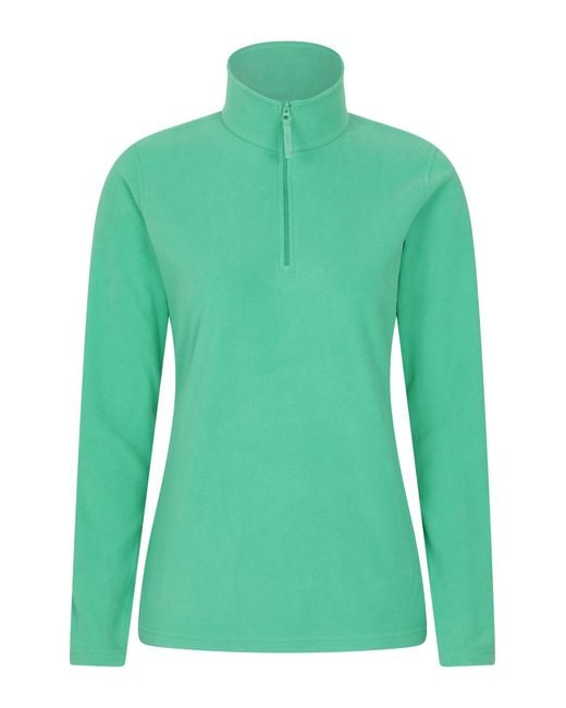 Mountain Warehouse Green 'Camber' Striped Fleece Top Half Zip Quick Dry Breathable Sweater