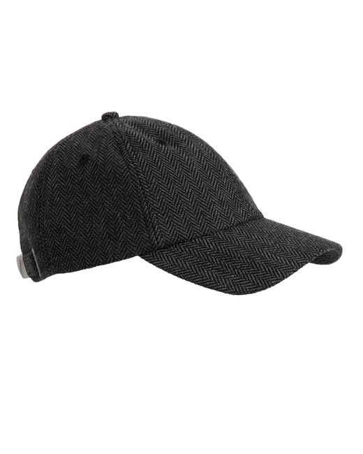 Weird Fish Black Herringbone Embroidered Adjustable Cap