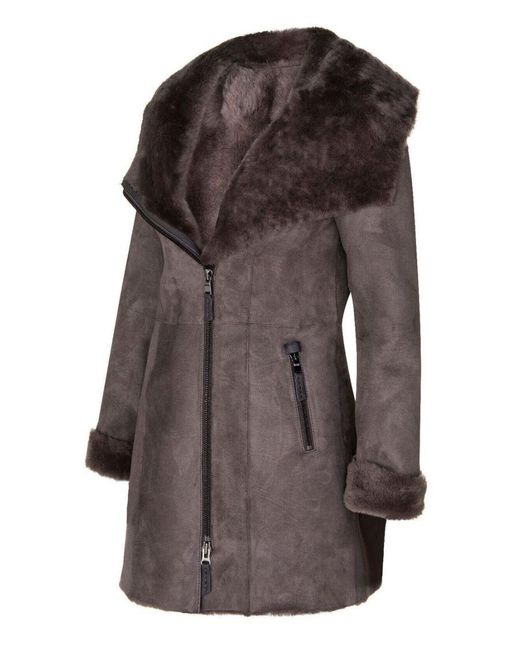 Infinity Leather Brown Merino Sheepskin Hooded Coat-Antioch