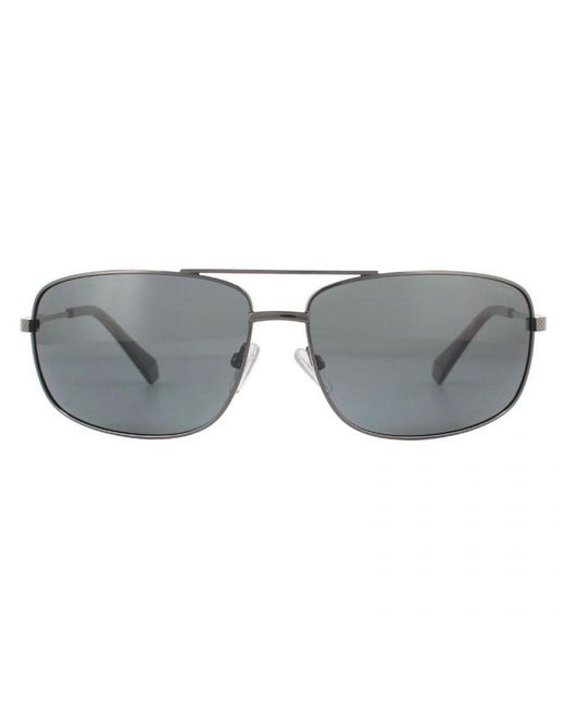 Polaroid Gray Rectangle Dark Ruthenium Polarized Sunglasses for men