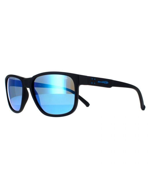 Arnette Blue Rectangle Matte Dark Mirror Light Sunglasses for men