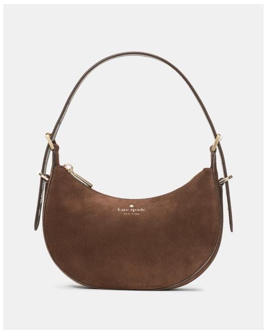 Kate Spade Brown Nova Suede Small Crescent Shoulder Bag