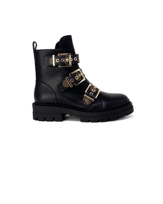 Guess Black Buckle Bootsflats Style