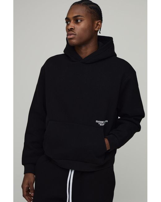 BoohooMAN Blue Oversized Boxy Printed Hoodie for men