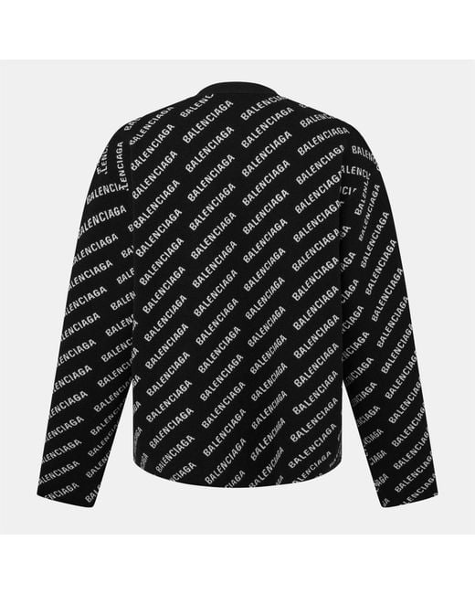 Balenciaga Black All Over Print Logo Cardigan for men