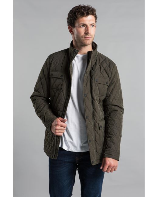 Kensington Eastside Gray Diamond Quilted Funnel Neck Jacket for men