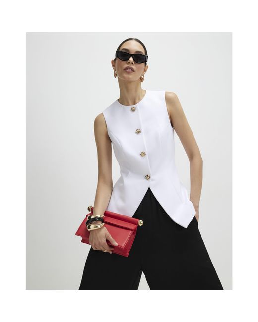 River Island White Waistcoat Button Detail