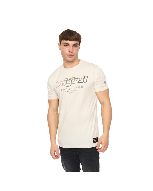 Crosshatch White Hybridge T-Shirt (Off) Cotton for men