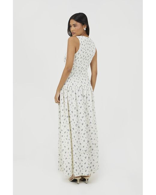 Brave Soul White Textured Jersey Floral Maxi Dress
