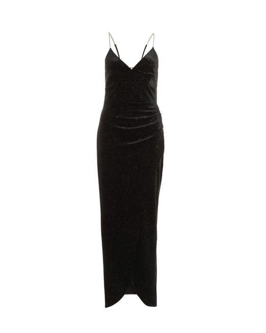 Quiz Black Glitter Velvet Wrap Maxi Dress