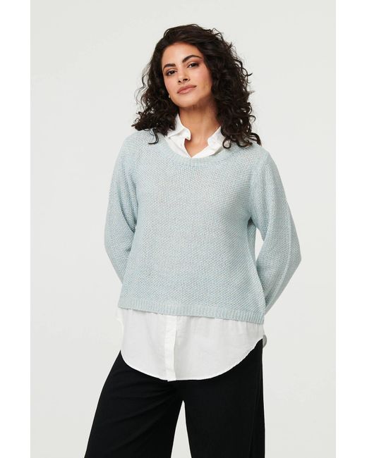Izabel London White Layered Long Sleeve Shirt Jumper Top