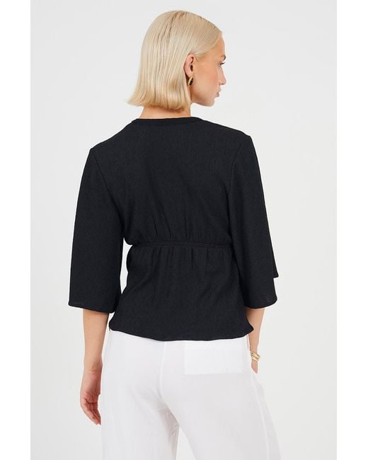 Brave Soul Black V-Neck Button Down Top With Lace Detail