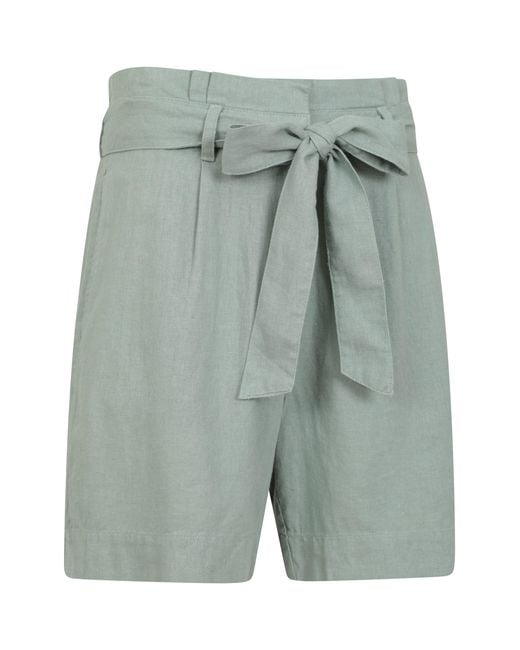 Mountain Warehouse Green 'Oatley' Linen Blend Paperbag Shorts Lightweight Summer Chino Short Pants