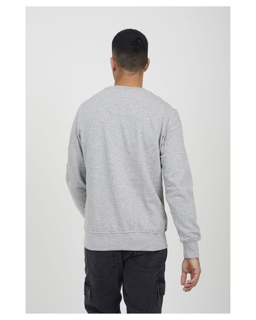 Brave Soul Gray Light Zip Pocket Sleeve Detail Sweatshirt for men