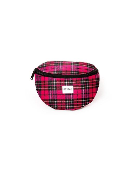 Spiral Pink Accessories Plaid Patterned Crescent Shape Fanny Pack