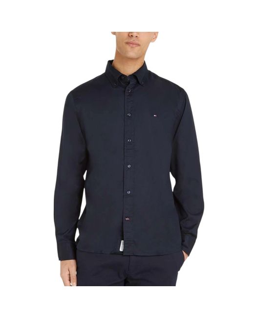 Tommy Hilfiger Blue Shirts Slim Fit Oxford Long Sleeve Casual Cotton Formal Top for men