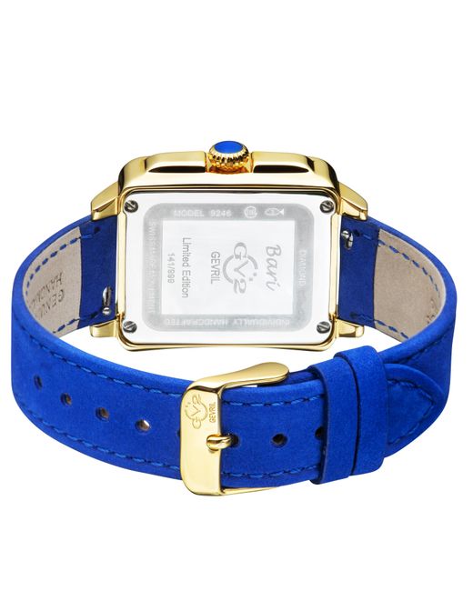 Gv2 Blue Bari Tortoise 9248.3 Swiss Quartz Mother Of Pearl Dial Suede Diamond Watch Leather