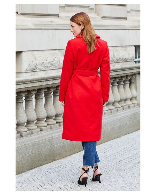 Threadbare Red 'Decaf' Formal Belted Coat