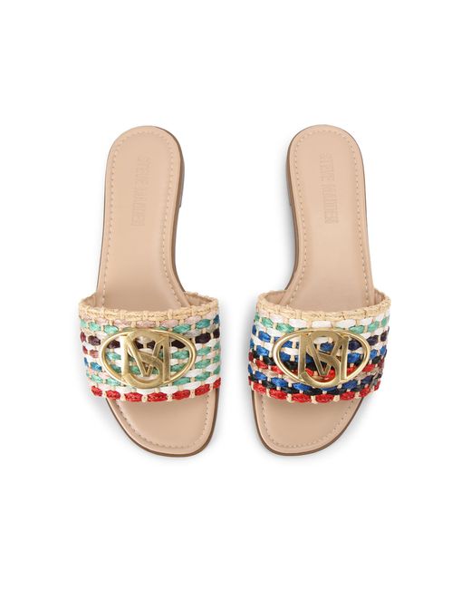 Steve Madden Natural Kora Multi Raffia Sliders