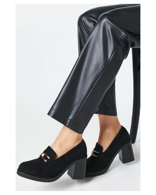 Dorothy Perkins Black Benita Snaffle Detail Block Heeled Loafer