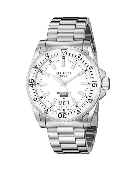 Gucci Metallic Dive Stainless Steel Bracelet Dial Watch for men