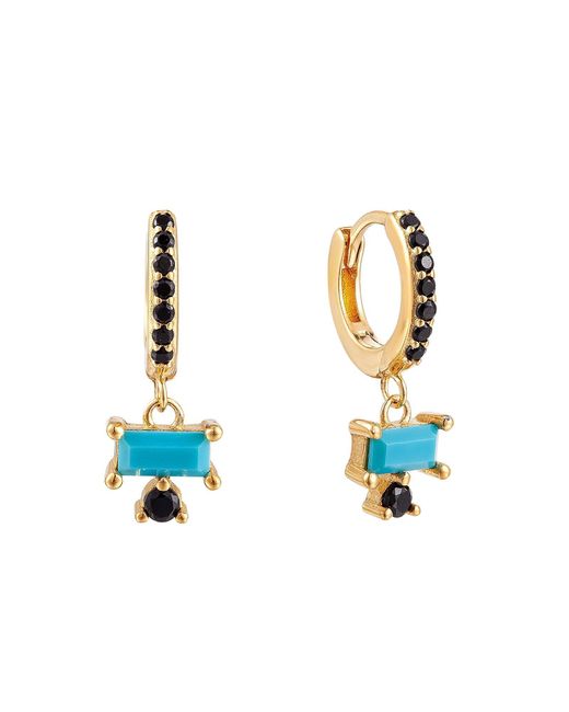 SEOL + GOLD Blue 18Ct Plate And Cz Hoops