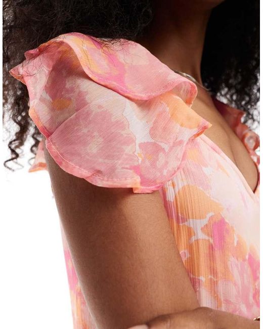 Vero Moda Pink Smilla Flutter Sleeve Ankle Dress
