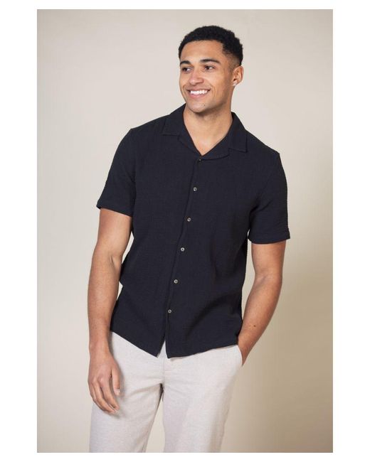 Nordam Blue 'Adio' Cotton Short Sleeve Button-Up Printed Shirt for men