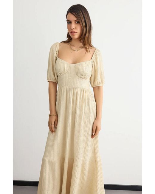 Hiccup Natural Muslin Tie-Back Maxi Dress