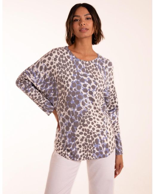 Blue Vanilla Brown Leopard Soft Jumper