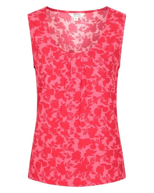 Mountain Warehouse Pink 'Orchid' Printed Vest Lightweight Breathable 100% Cotton Ladies Tank Top Viscose