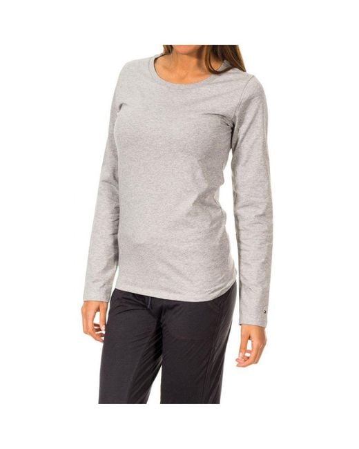Tommy Hilfiger Gray Womenss Long-Sleeved Round Neck T-Shirt 1487904677