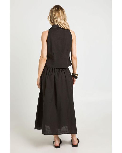 Boohoo Black Petite Linen Look Waistcoat & Volume Maxi Skirt Co-Ord