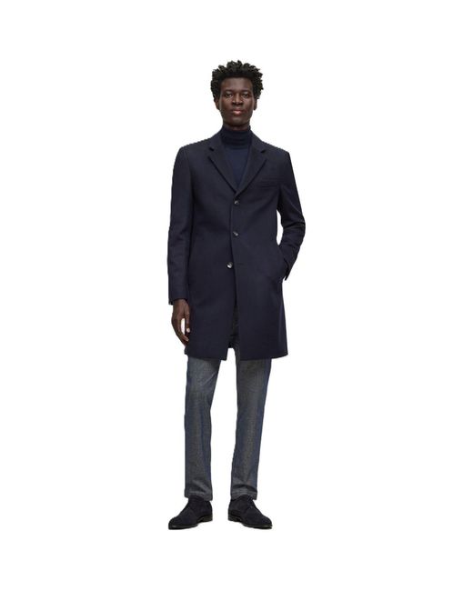 Boss Blue Hyde Tailored Fit Long Formal Coat for men