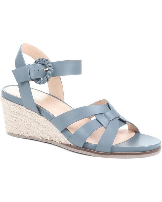 Jones Bootmaker Blue Loriana Leather Woven Wedge Sandals