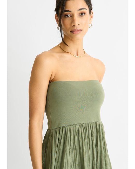 Gini London Green Cotton Multiway Waistband Skater Skirt Dress