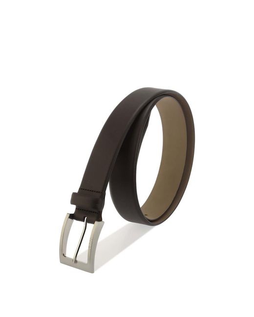 Boss Brown Accessories Leather Pin Buckle Belt With Metal Logo for men