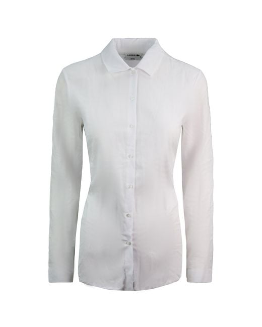 Lacoste White Plain Shirt Cotton