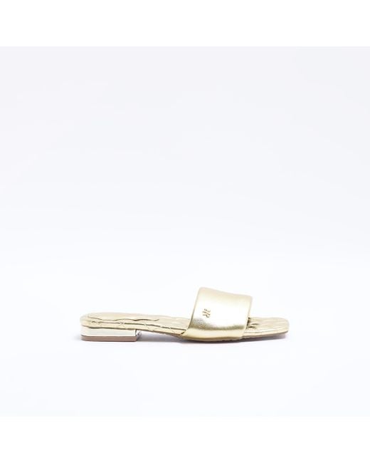 River Island Metallic Sliders Wide Fit Padded