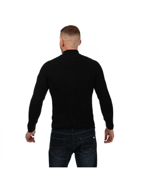 C P Company Black Re-Wool Zipped Knitted Jumper for men