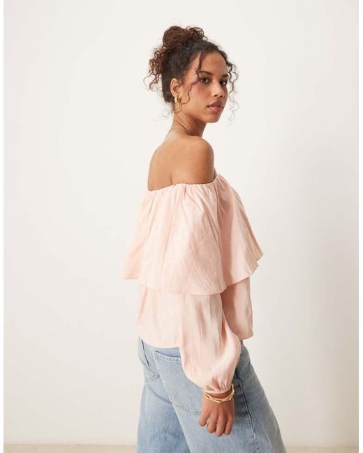 Aware Natural Off Shoulder Statement Top