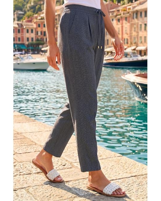 Roman Blue Petite Drawstring Narrowed Leg Trouser