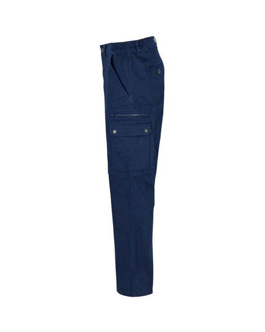 Sol's Blue Docker Stretch Cargo Trousers for men